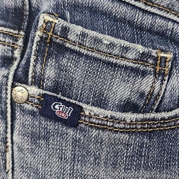Cruel Girl Low Rise Relaxed Distressed Denim Blue Jeans Size 5 Cowgirl Western - Picture 4 of 9